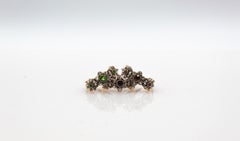 Art Deco Style 0.82 Carat White Rose Cut Diamond Ruby Yellow Gold Band Ring