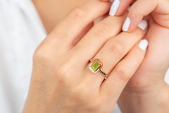 Art Deco Style 0.85 Ct Peridot 14K Gold Cocktail Ring