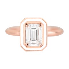 Ring im Art-Déco-Stil, 0,90-1,00 Karat Moissanit-Stein und Emaille, 14 Karat Goldring