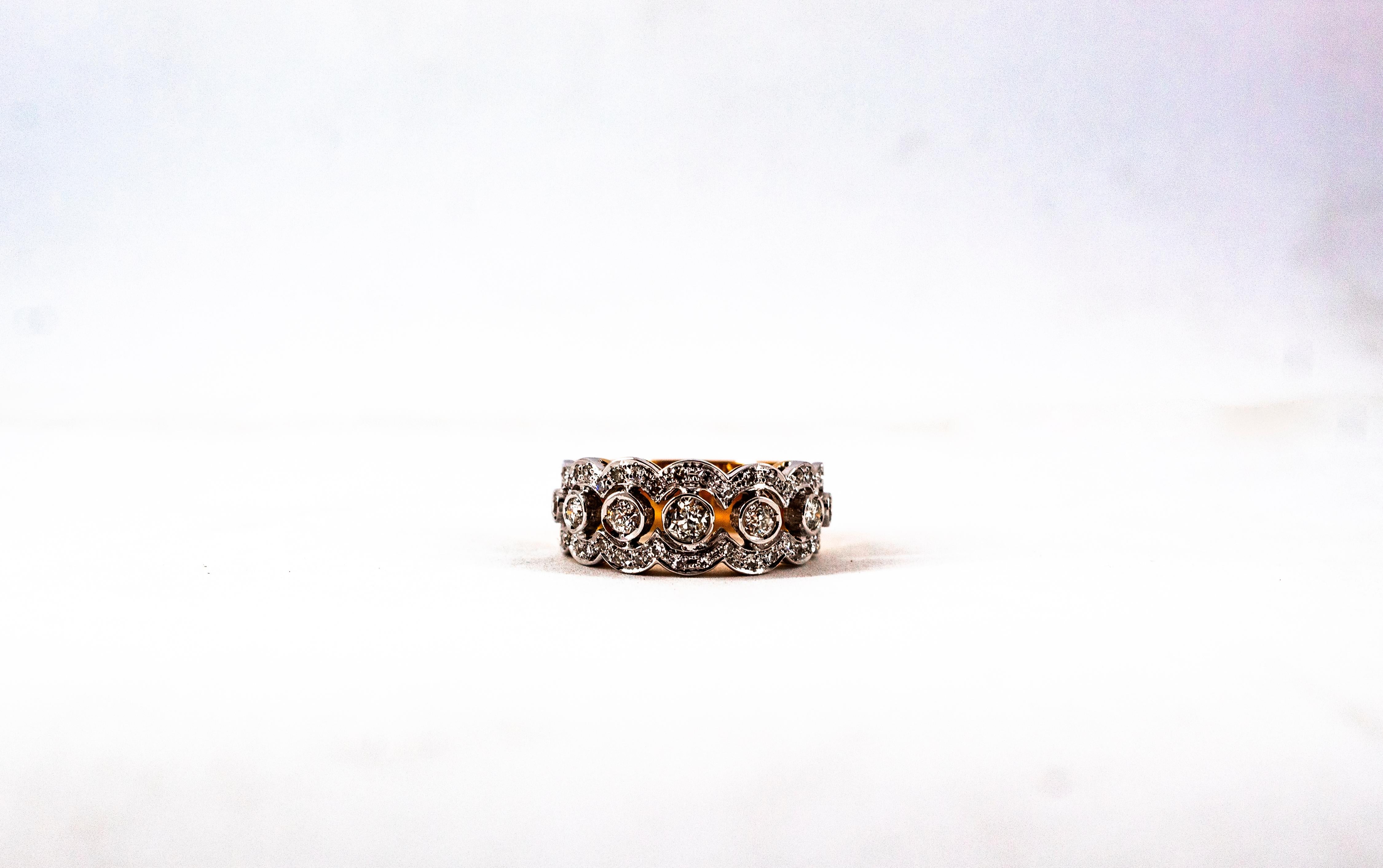 Art Deco Style 0.90 Carat White Old European Cut Diamond Yellow Gold Band Ring For Sale 10