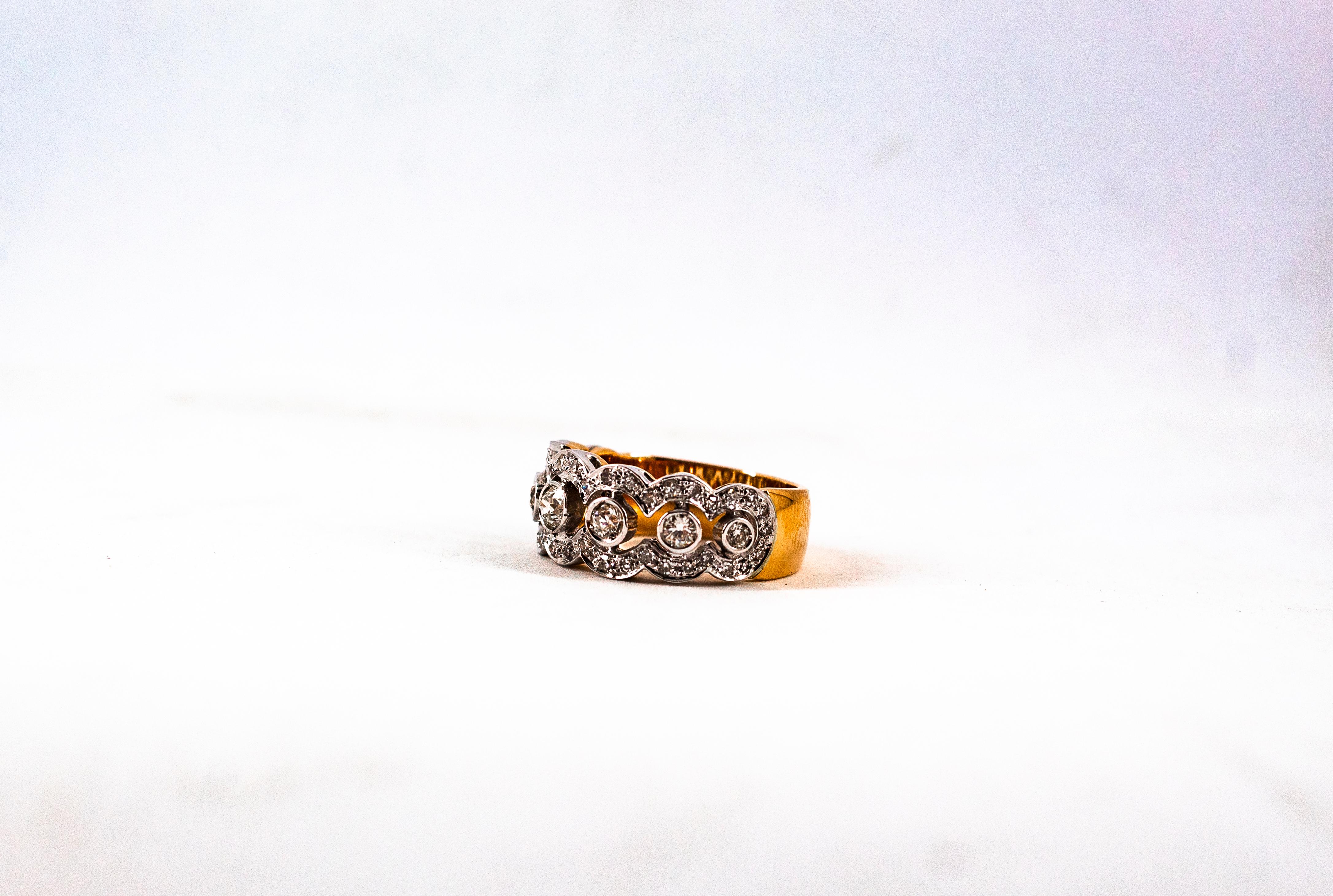 Art Deco Style 0.90 Carat White Old European Cut Diamond Yellow Gold Band Ring For Sale 11