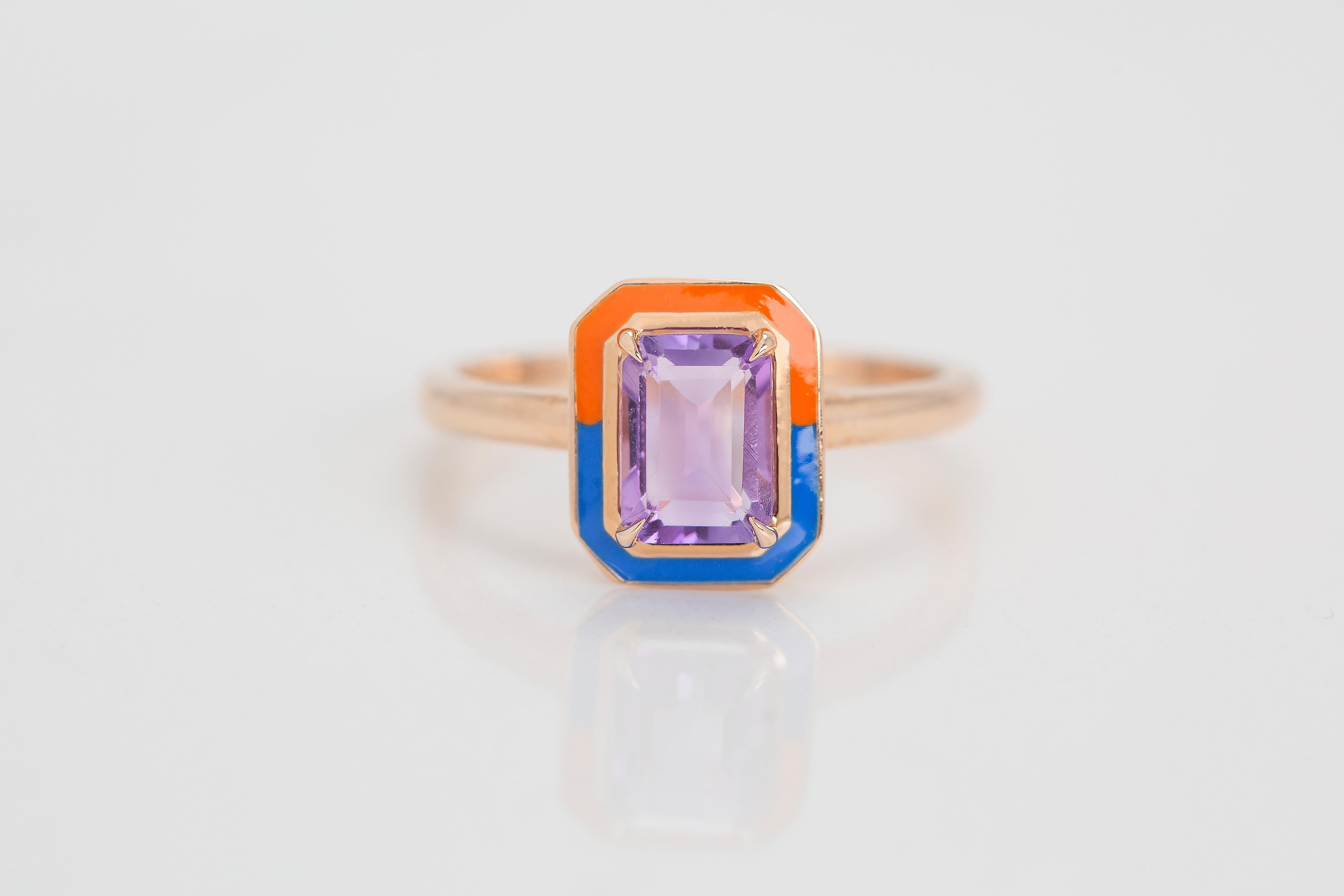 For Sale:  Art Deco Style 0.92 Ct Amethyst 14K Gold Cocktail Ring 2