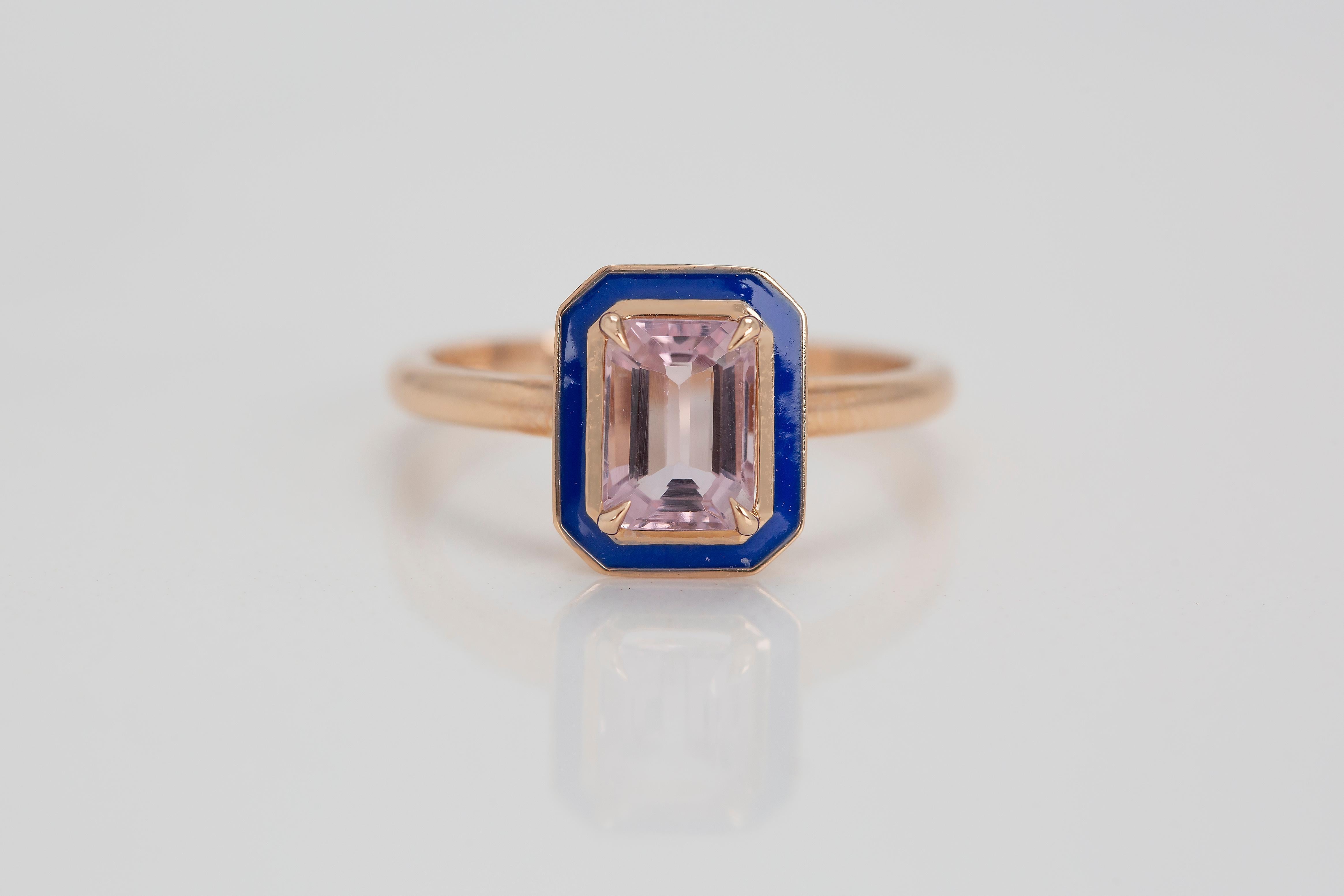 For Sale:  Art Deco Style 0.96 Ct. Morganite 14K Gold Cocktail Ring 5