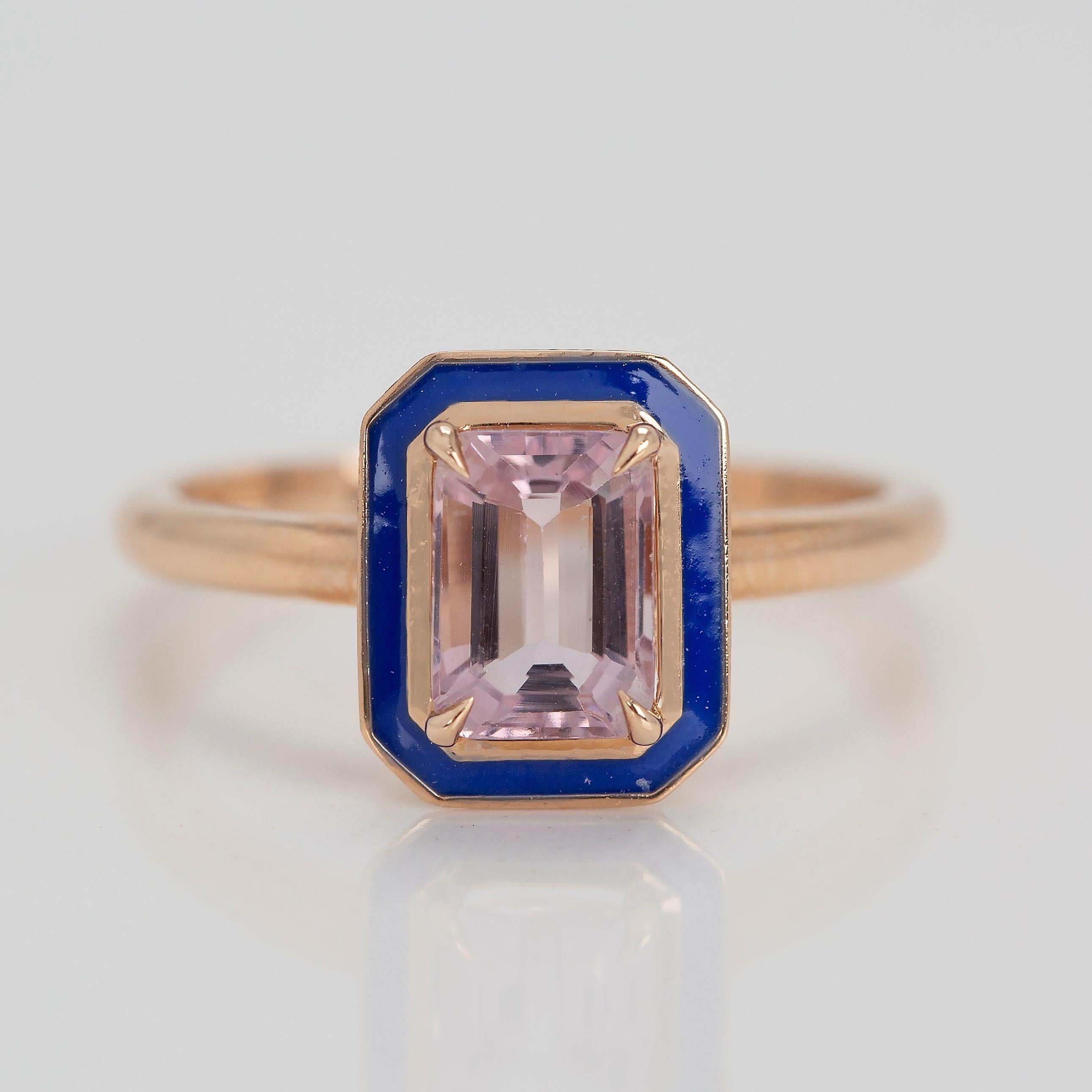 For Sale:  Art Deco Style 0.96 Ct. Morganite 14K Gold Cocktail Ring 7