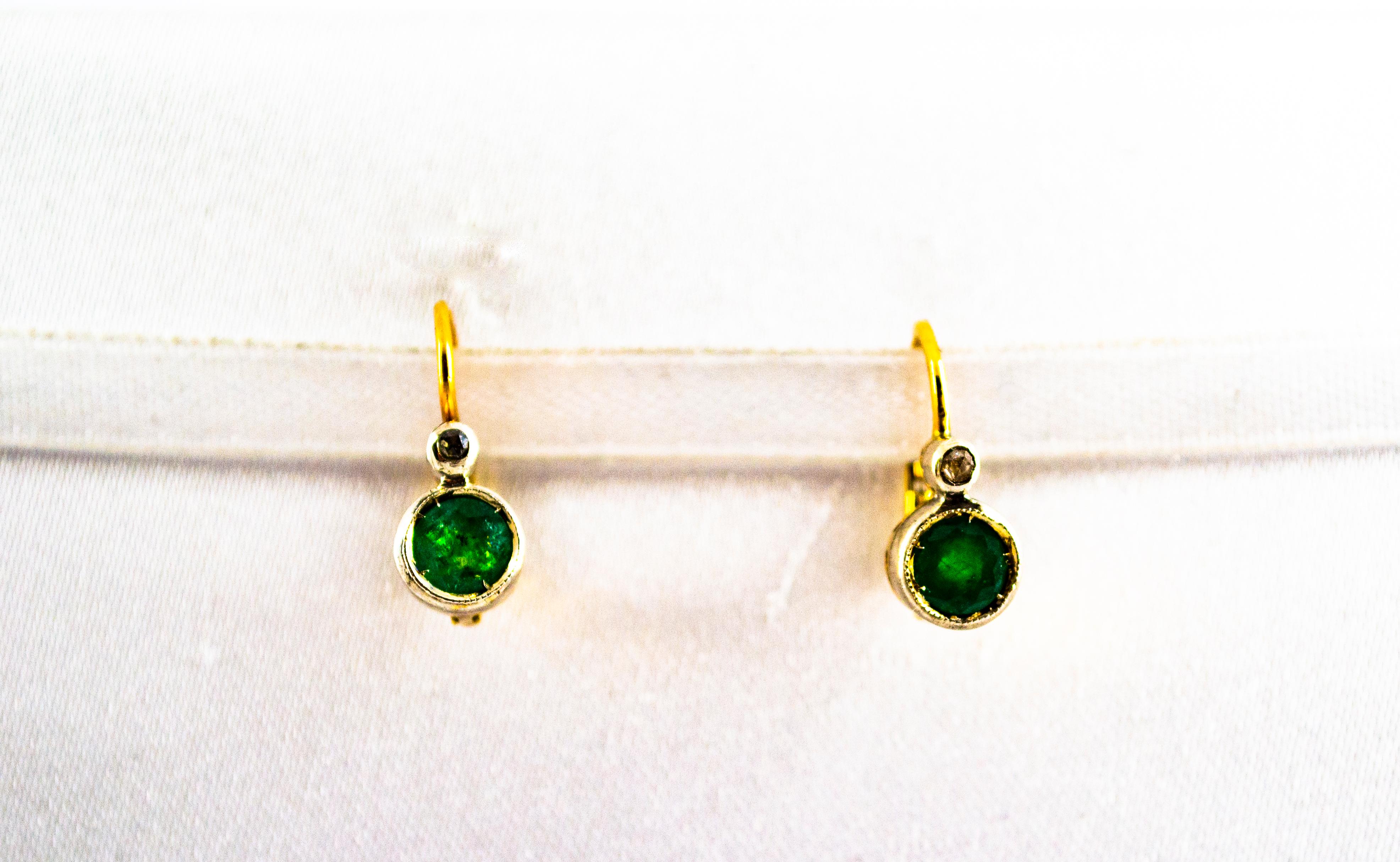 Art Deco Style 1.02 Carat Ruby White Diamond Yellow Gold Lever-Back Earrings 6