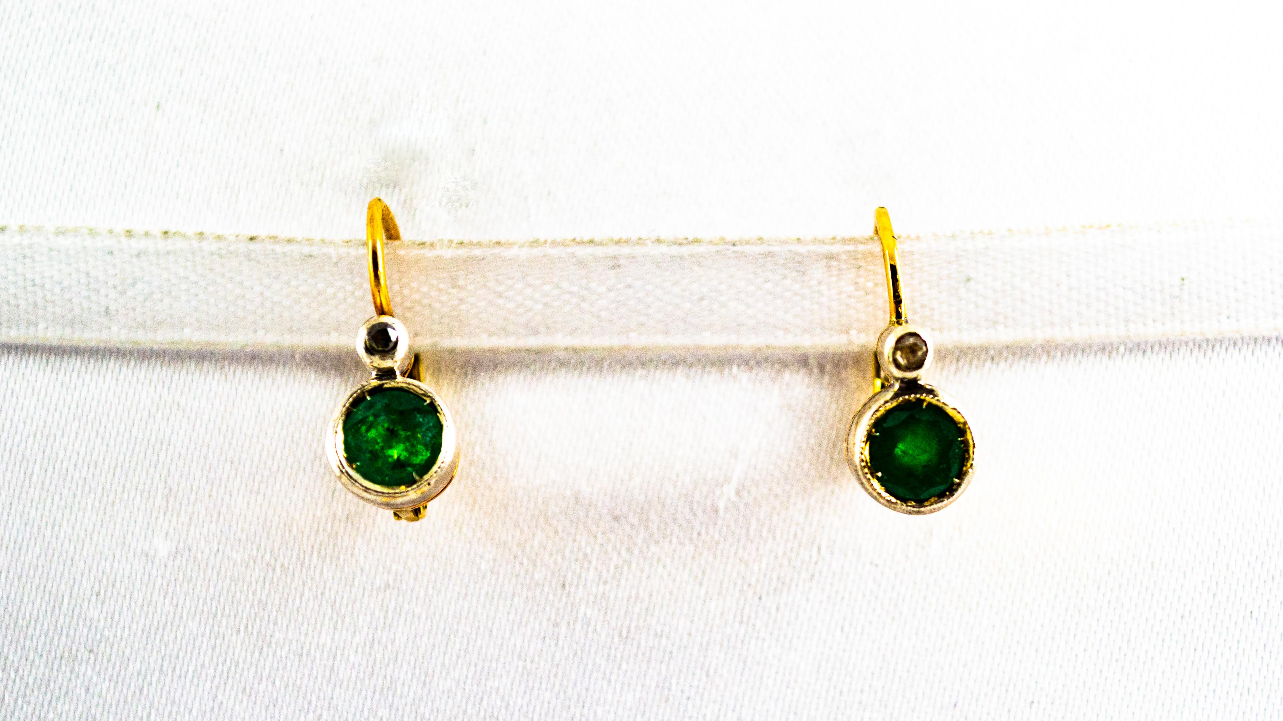 Art Deco Style 1.02 Carat Ruby White Diamond Yellow Gold Lever-Back Earrings 7