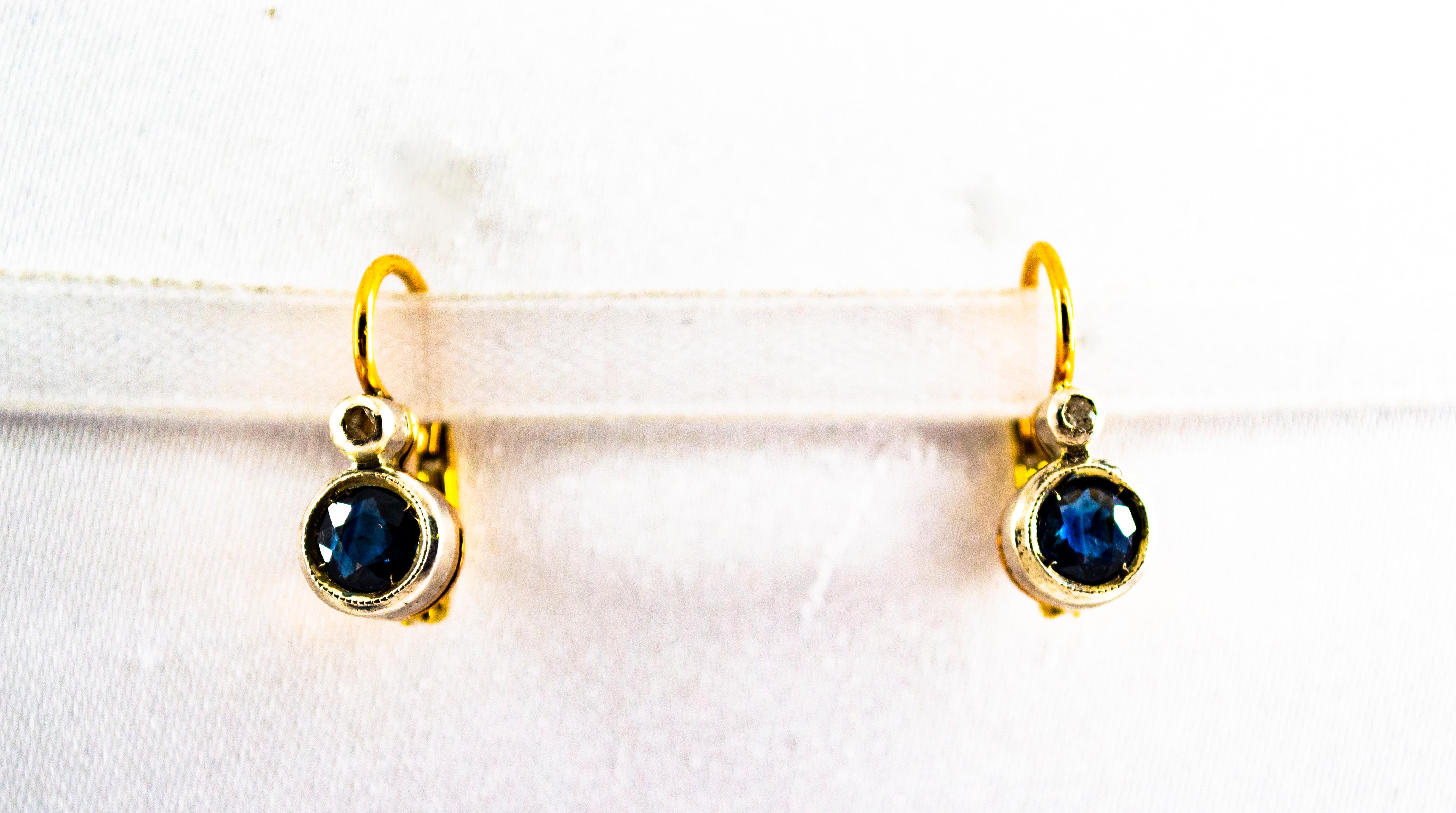 Art Deco Style 1.02 Carat Ruby White Diamond Yellow Gold Lever-Back Earrings 1
