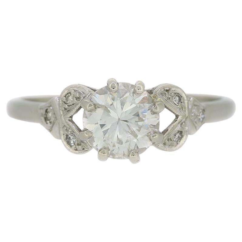 Bague solitaire de style Art déco avec diamants de 1,05 carat