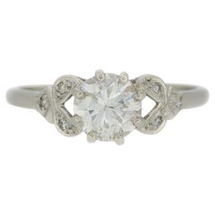 Bague solitaire de style Art déco avec diamants de 1,05 carat