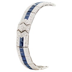 Art Deco Style 10.80ct Sapphire and Diamond Bracelet