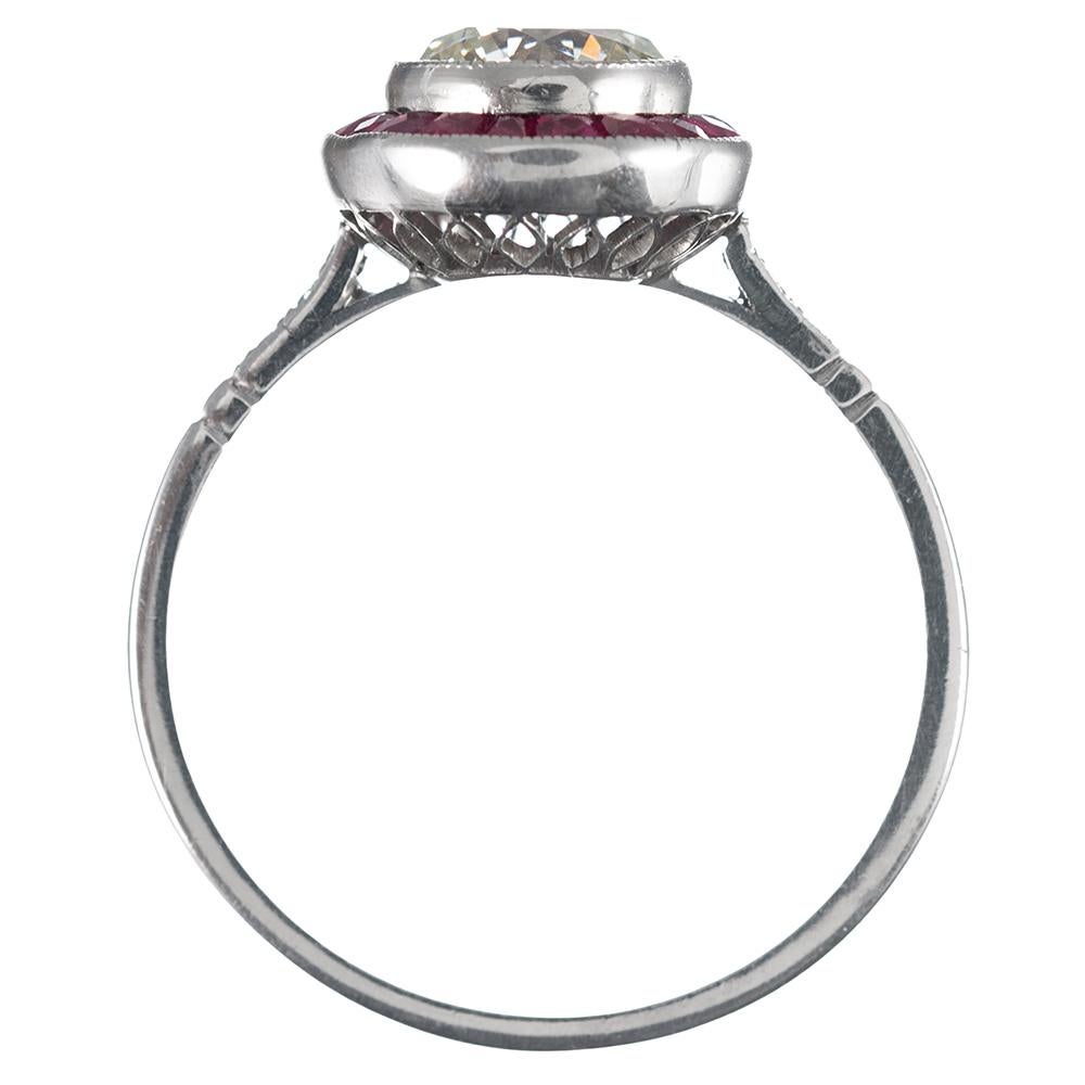 Women's Art Deco Style 1.10 Carat Diamond and Ruby Ring