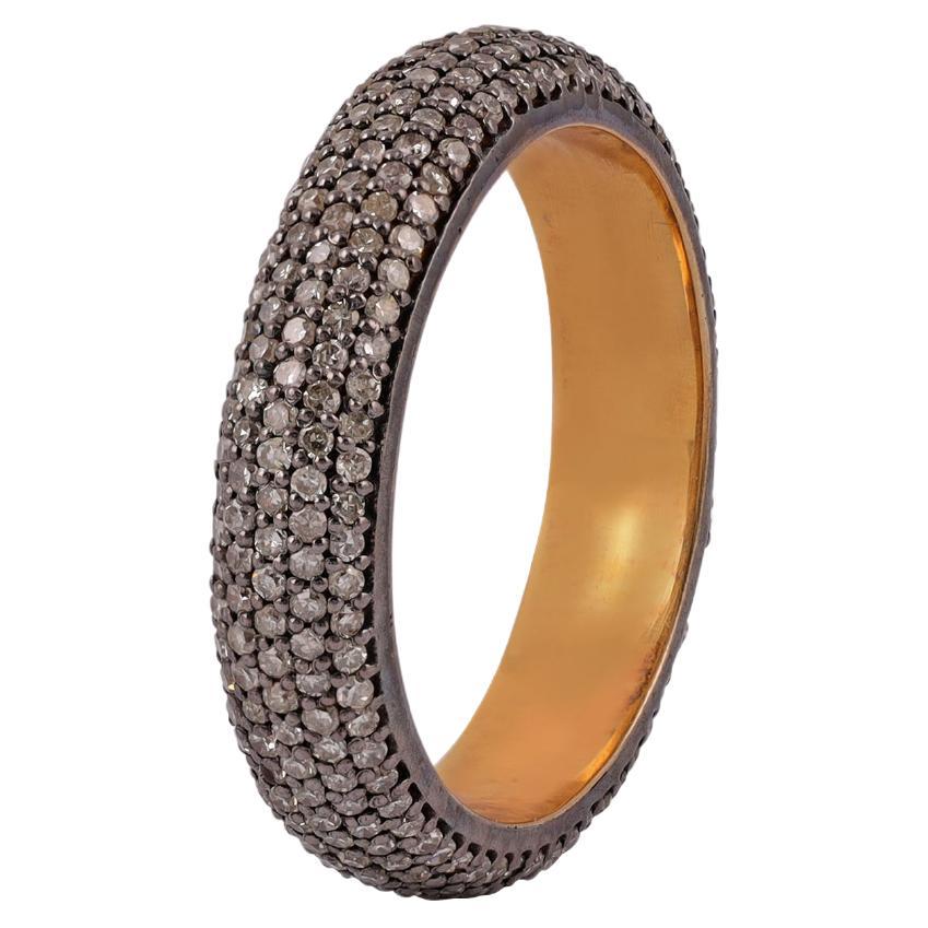 Art Deco Style 1.14 Carat Diamond Eternity Ring Band  in 18k Gold & Silver
