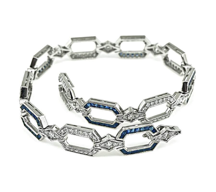 Bracelet de style Art déco avec diamants 1,14 carat et saphirs 2,02 carats Bon état - En vente à New York, NY