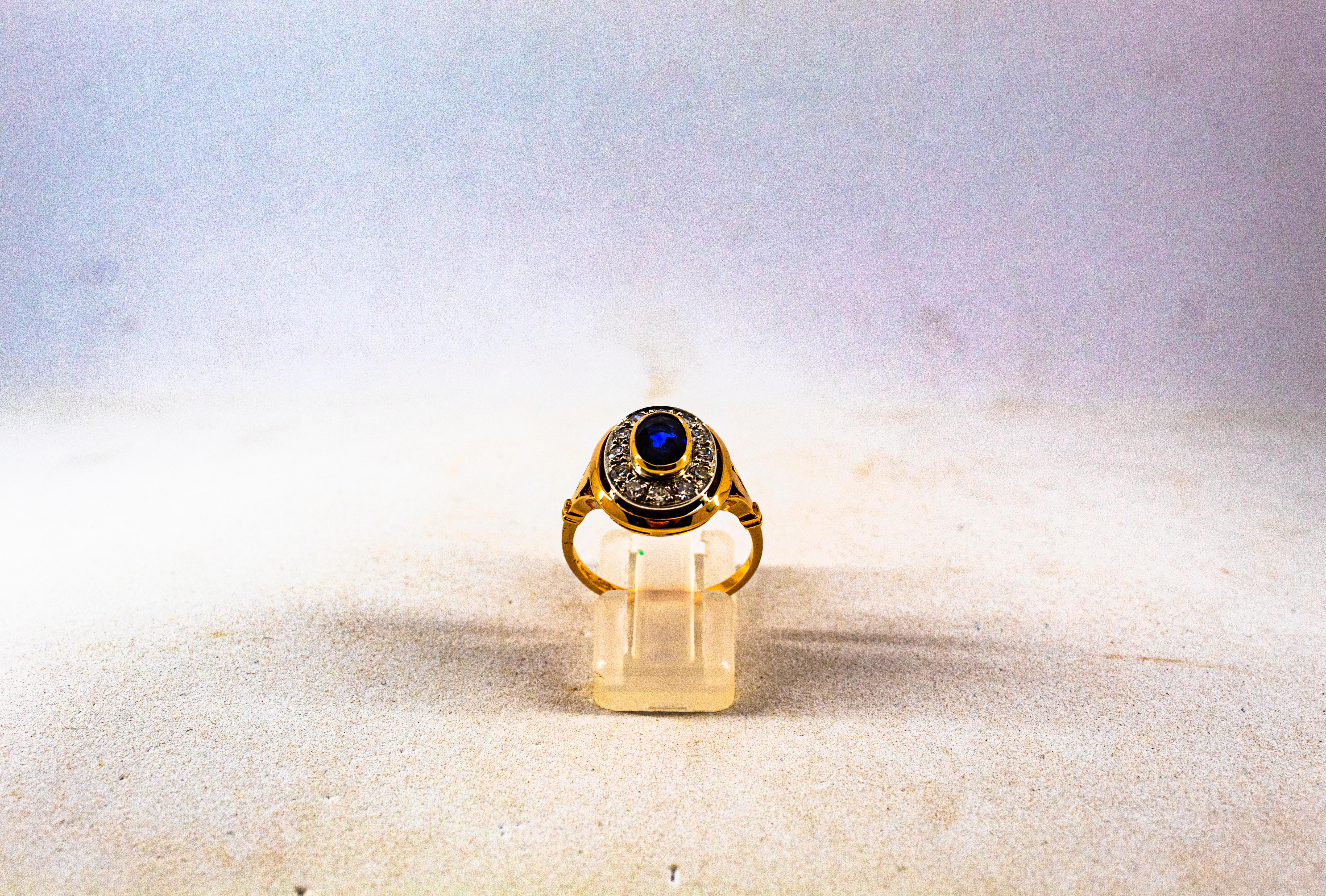 This Ring is made of 9K Yellow Gold and Sterling Silver.
This Ring has 0.30 Carats of White Brilliant Cut Diamonds.
This Ring has a 0.85 Carats Oval Cut Blue Sapphire.

This Ring is available also with a central Ruby or a central Emerald.
This Ring