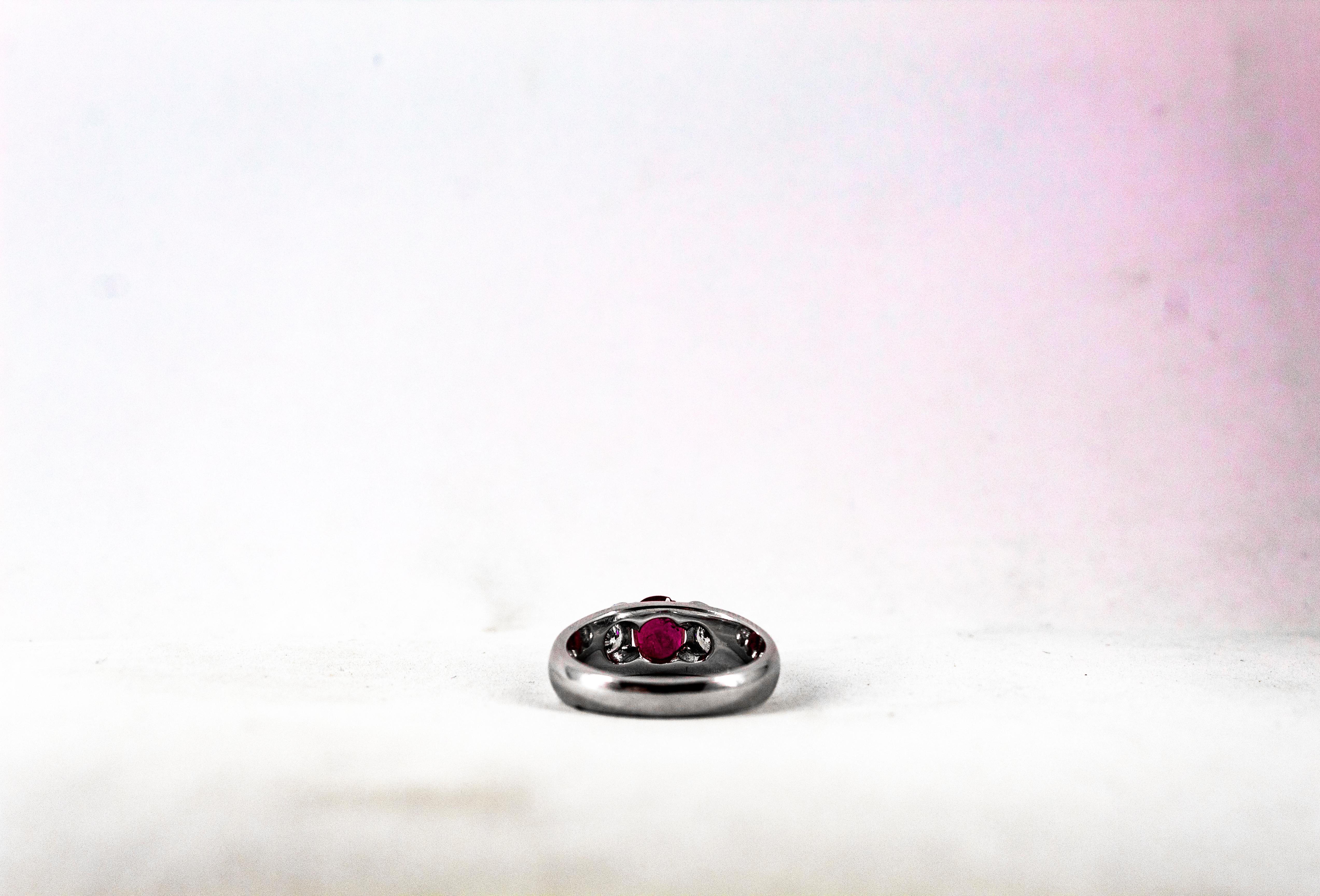 Art Deco Style 1.15 Carat White Diamond Oval Cut Ruby White Gold Cocktail Ring For Sale 8