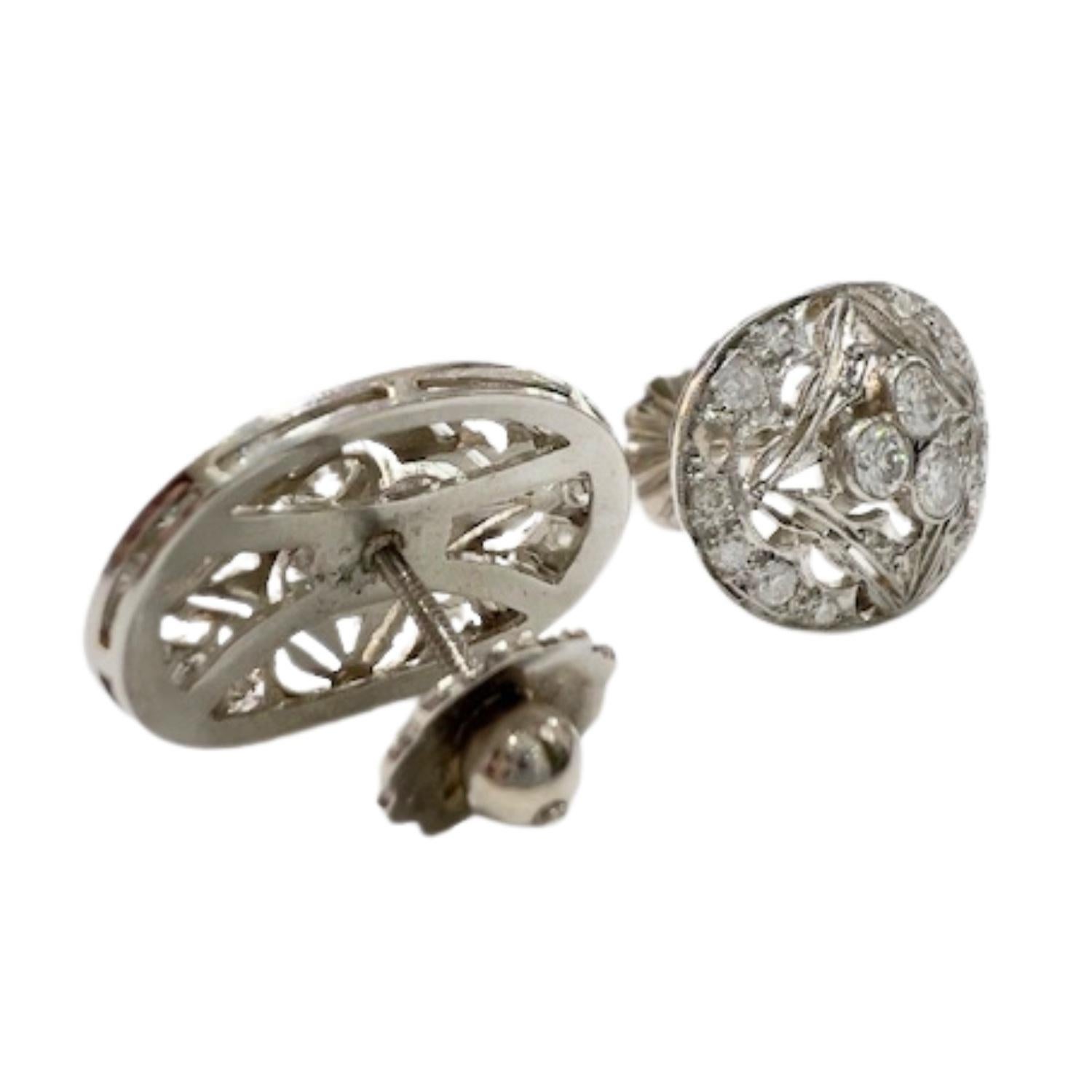 Taglio brillante Stile Art Deco  Orecchini in platino con diamanti da 1,16 carati in vendita