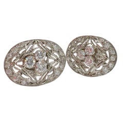 Art Deco Style  1.16 carats Diamonds Platinum Earrings