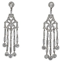 Art Deco Style 12 Carat Diamond Chandelier Earrings