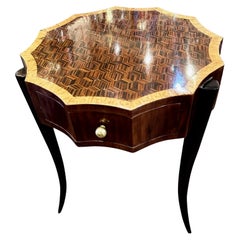 Art Deco Style 12-Sided Faceted Unique Marquetry Table