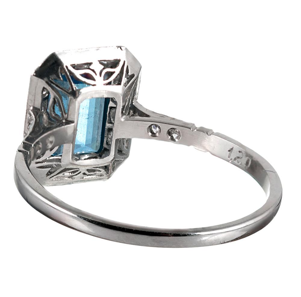 Art Deco Style 1.20 Carat Aquamarine Ring In Good Condition In Carmel-by-the-Sea, CA