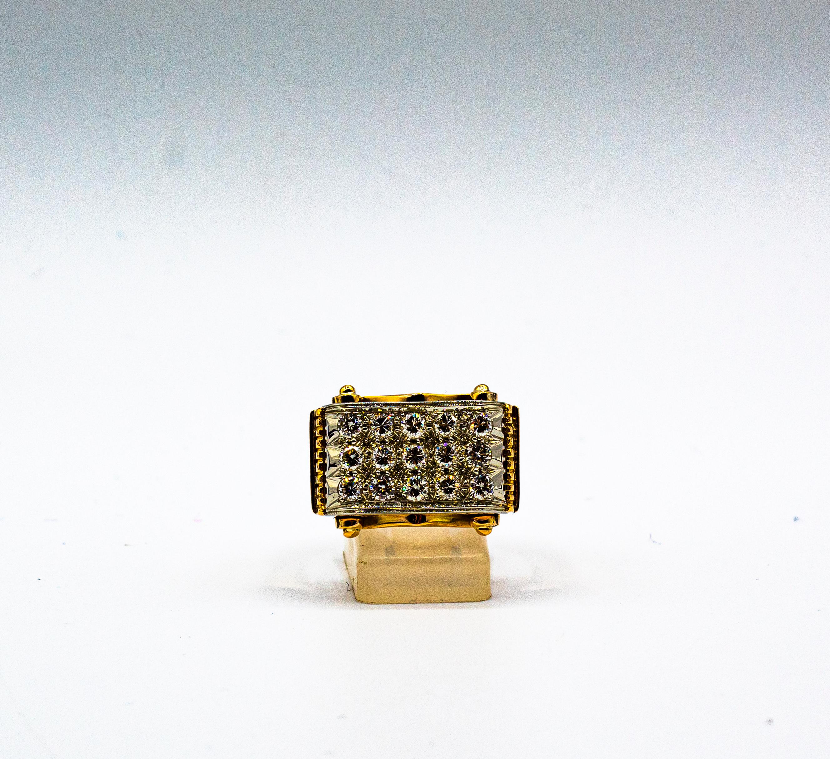 Art Deco Style 1.20 Carat White Brilliant Cut Diamond Yellow Gold Cocktail Ring For Sale 4