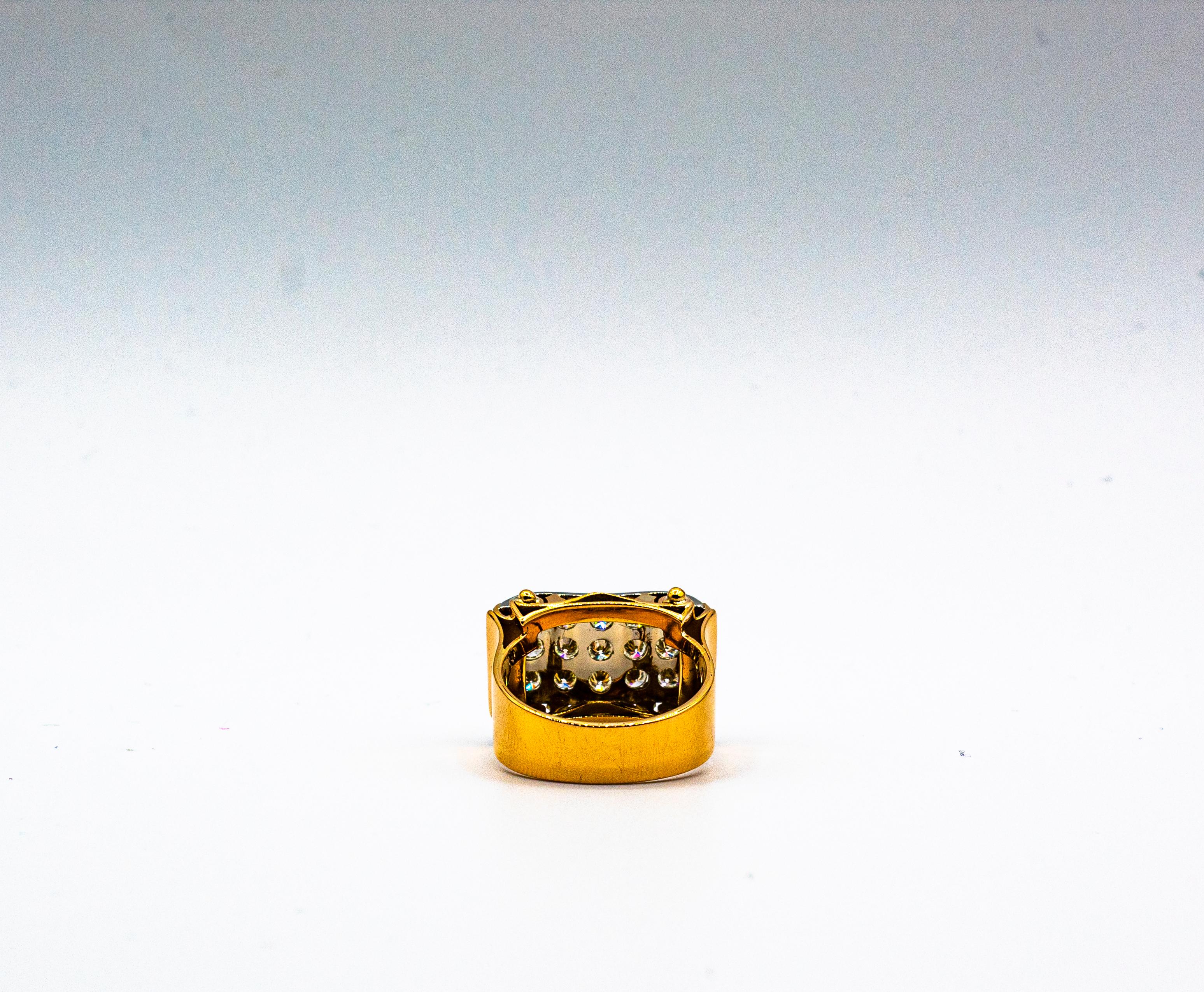 Art Deco Style 1.20 Carat White Brilliant Cut Diamond Yellow Gold Cocktail Ring For Sale 9