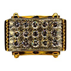 Gelbgold-Cocktailring im Art-déco-Stil mit 1,20 Karat Diamanten im weißen Brillantschliff