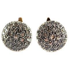 Pendientes de palanca de oro amarillo con diamantes blancos talla rosa de 1,20 quilates estilo art déco