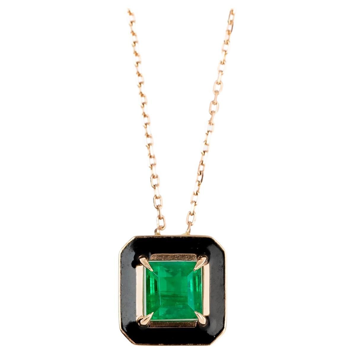 Vintage 26mm Necklace Clasp Connector 3 Str Emerald Cabachon High Art Deco 