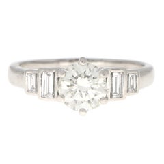 Art Deco Style 1.26ct Round Cut Diamond Engagement Ring Set in Platinum