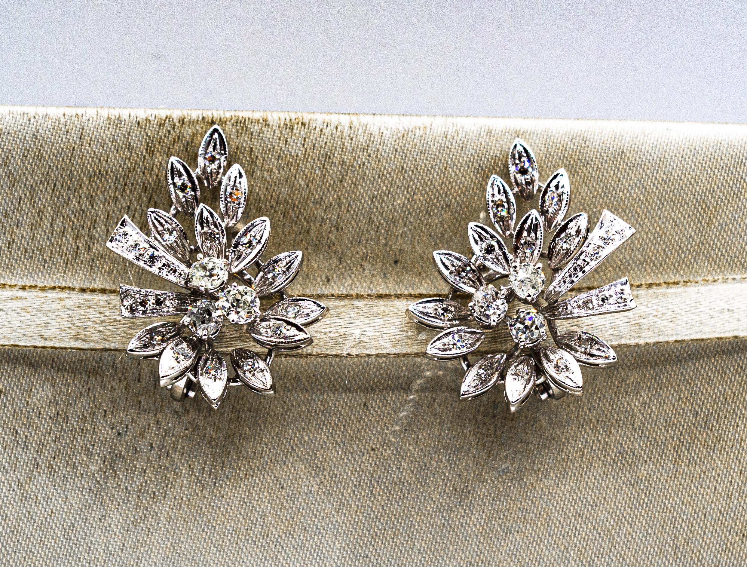 These Earrings are made of 18K White Gold.
These Earrings have 1.28 Carats of White Brilliant Cut Diamonds.

All our Earrings have pins for pierced ears but we can change the closure and make any of our Earrings suitable even for non-pierced