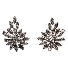 Art Deco Style 1.28 Carat White Diamond White Gold Dangle Clip-On Earrings