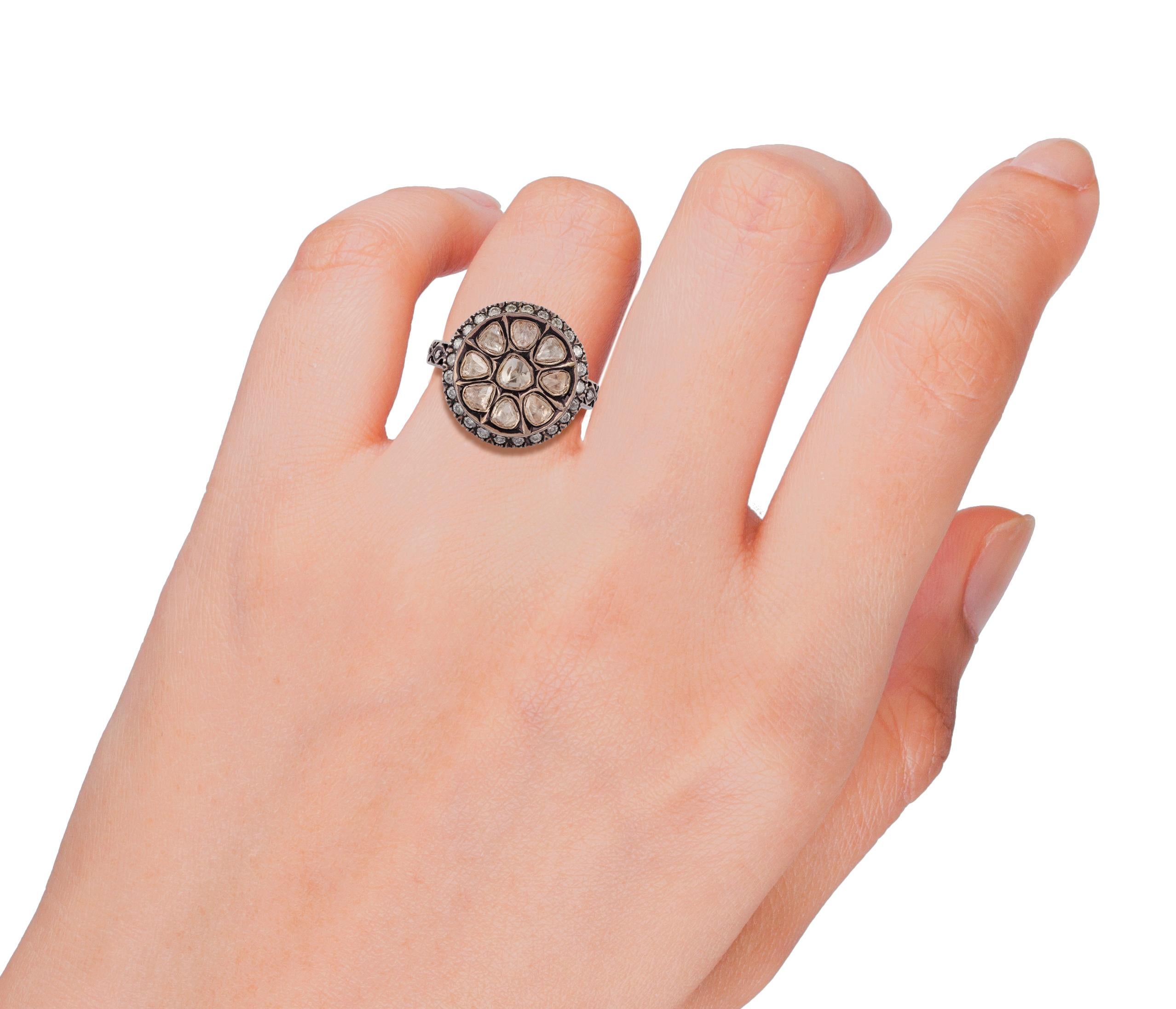 Anillo de eternidad de diamantes estilo Art-Deco de 1,30 quilates en oro de 18 quilates y plata Art Decó en venta