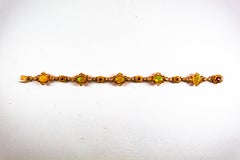 Art Deco Style 1.30 Carat Diamond Ruby 3.50 Carat Opal Yellow Gold Bracelet