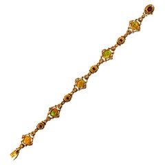 Bracciale in oro giallo stile Art Déco con diamante da 1,30 carati e rubino da 3,50 carati e opale