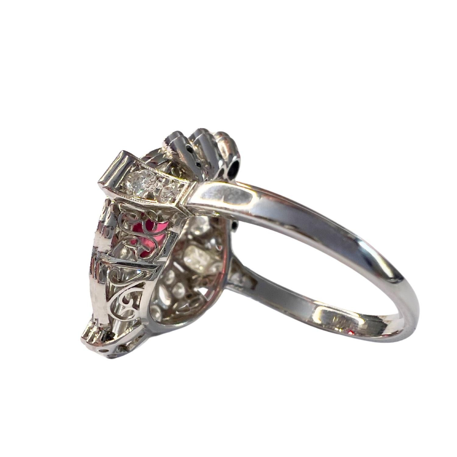 De las mujeres Art Deco Style 1.30 ct Diamonds and Ruby  Platinum 950 Ring en venta