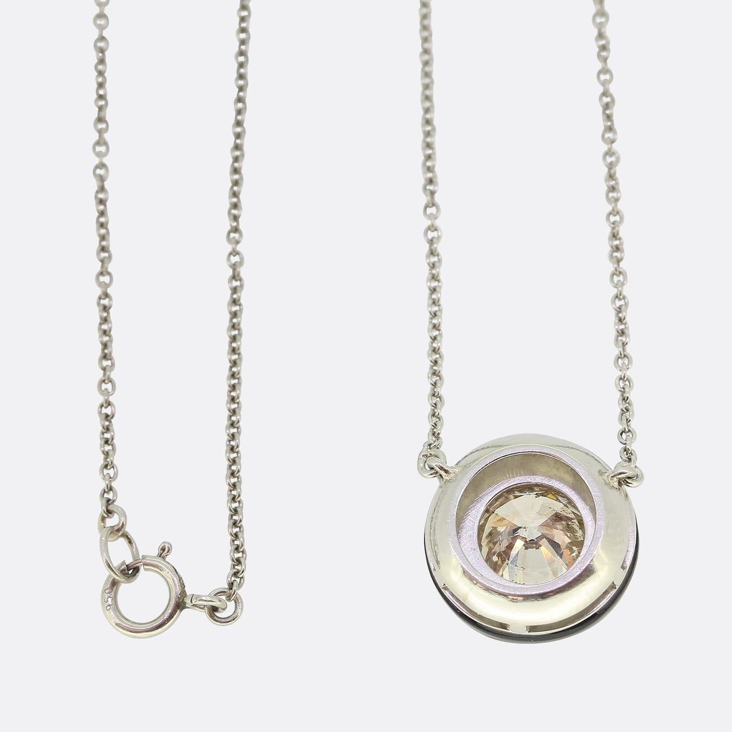 Taglio antico europeo Collana in stile Art Déco con diamanti e onice da 1,35 carati in vendita
