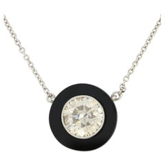 Art Deco Style 1.35 Carat Diamond and Onyx Necklace