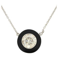 Art Deco Style 1.35 Carat Diamond and Onyx Necklace