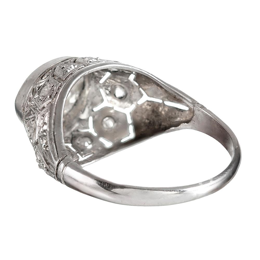 Art Deco Style 1.35 Carat Rose Cut Diamond Filigree Ring In Good Condition In Carmel-by-the-Sea, CA