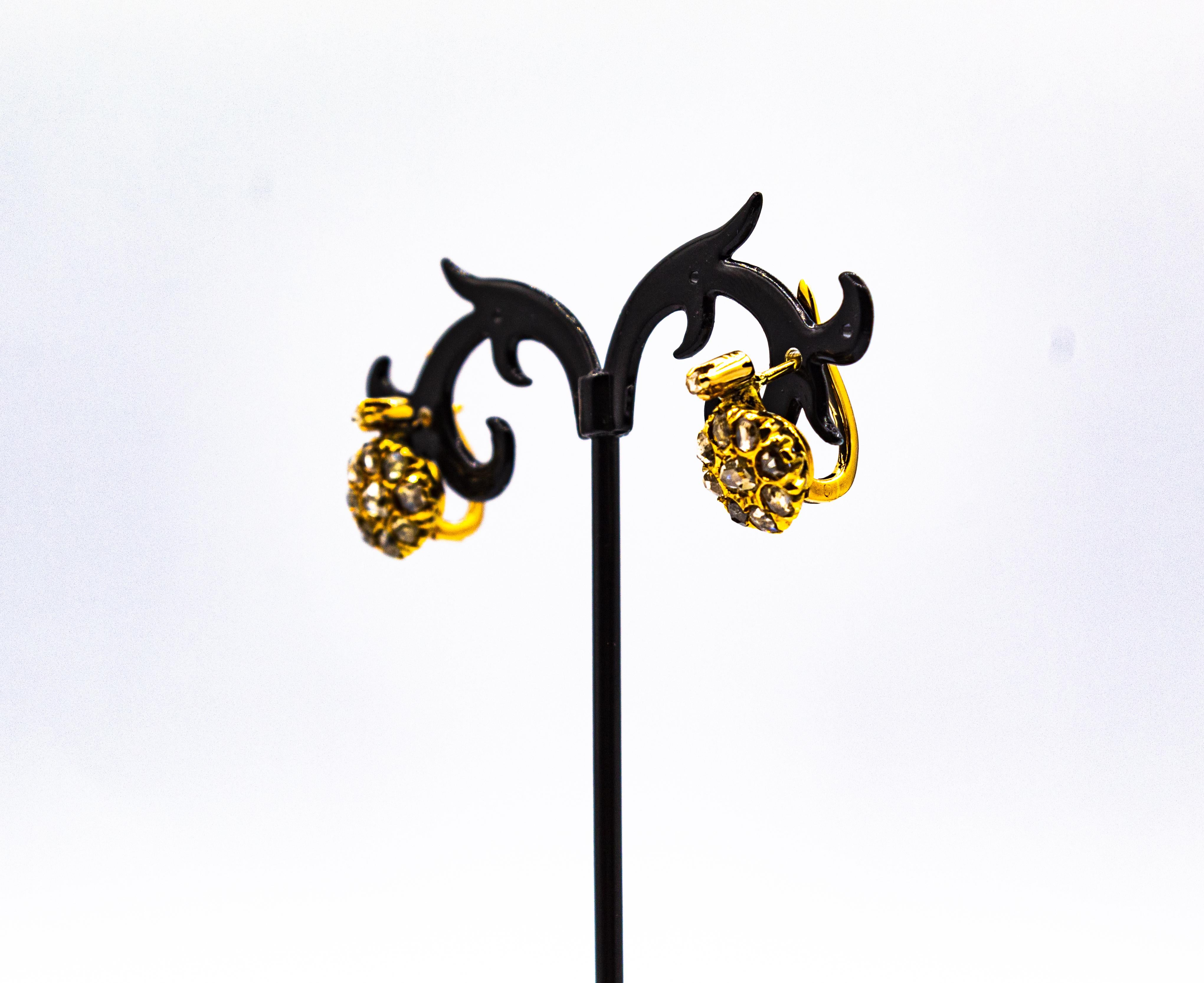 Pendientes de palanca de oro amarillo con diamantes blancos talla rosa de 1.40 quilates estilo art déco 5