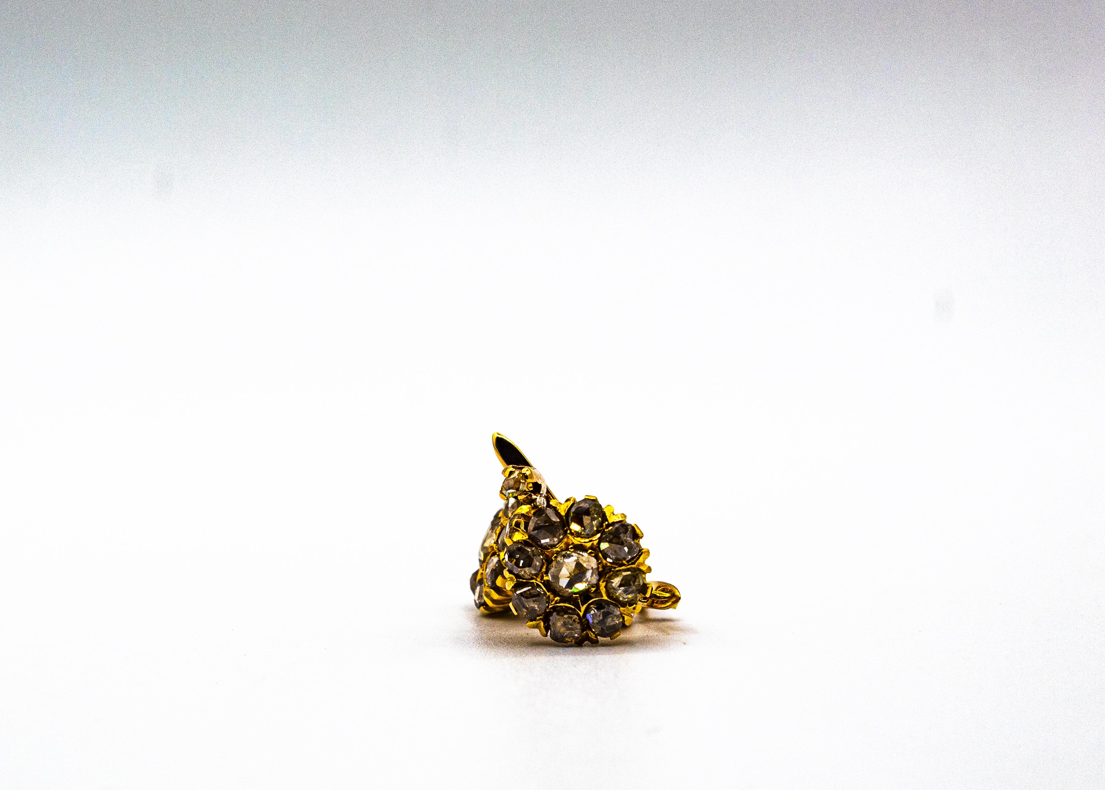 Pendientes de palanca de oro amarillo con diamantes blancos talla rosa de 1.40 quilates estilo art déco 8