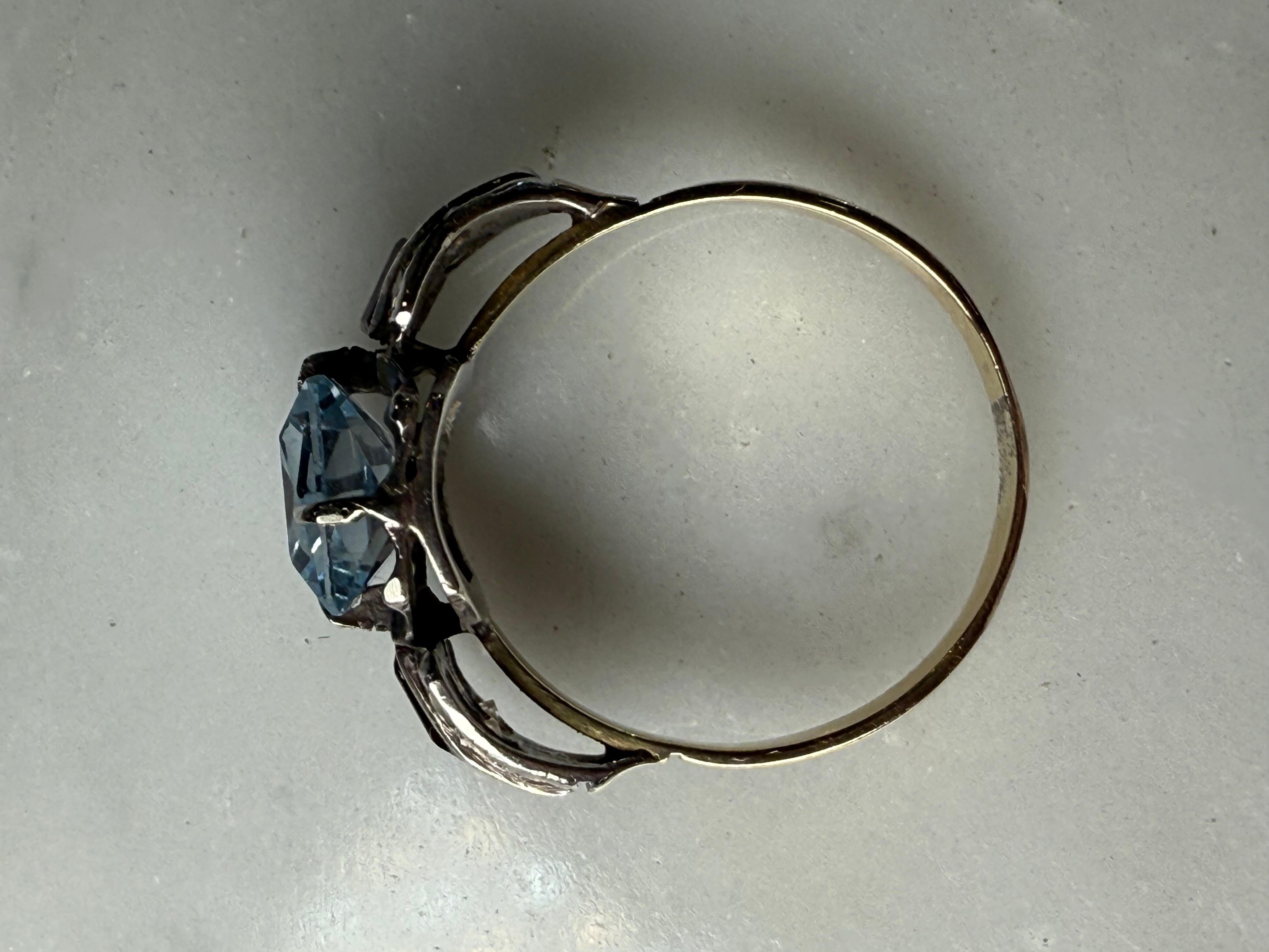 Stile Art Deco  Anello con acquamarina in oro 14k in vendita 9