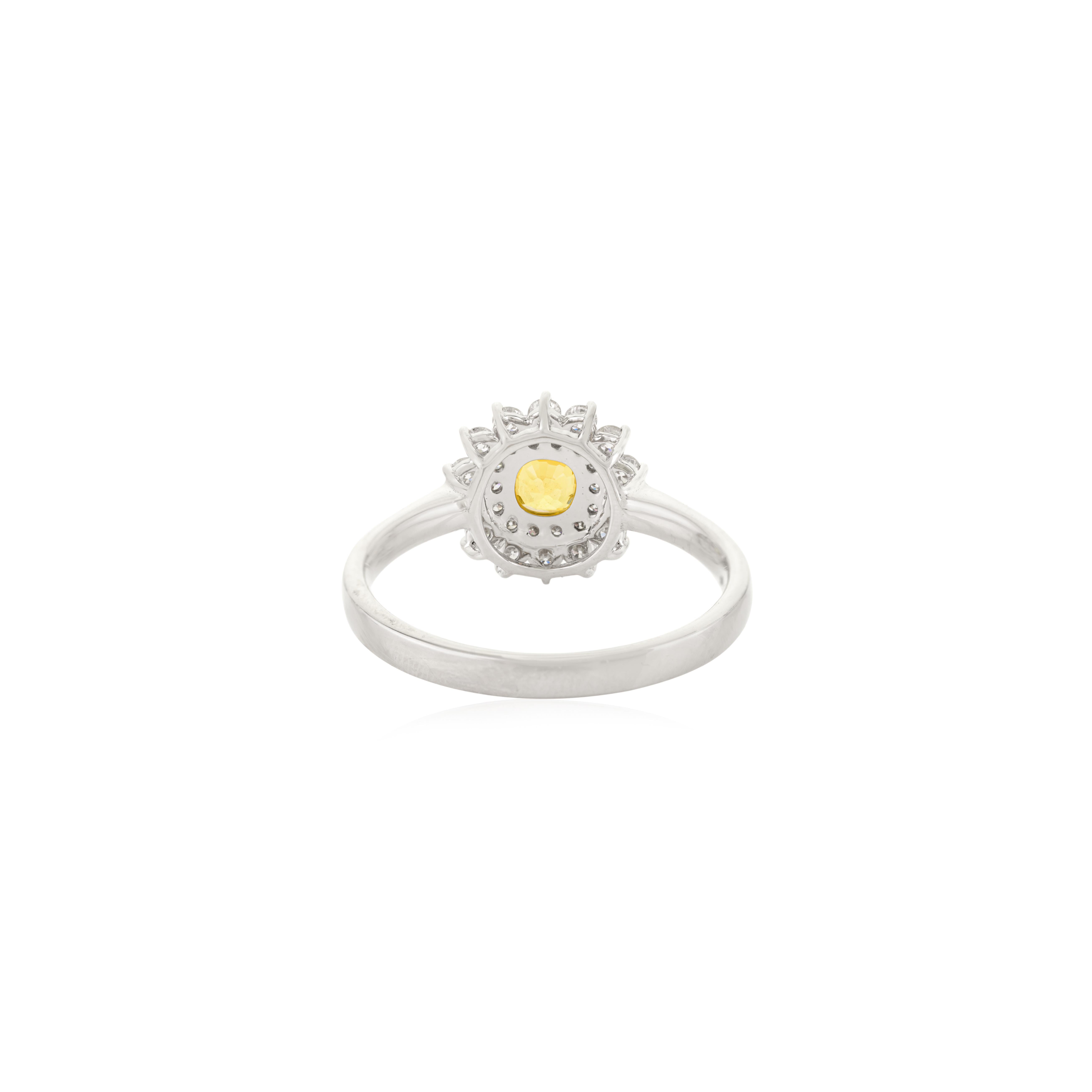 in vendita:  Art Deco Style 14k Gold Flower Ring with Natural Yellow Sapphire Diamond Petals 3
