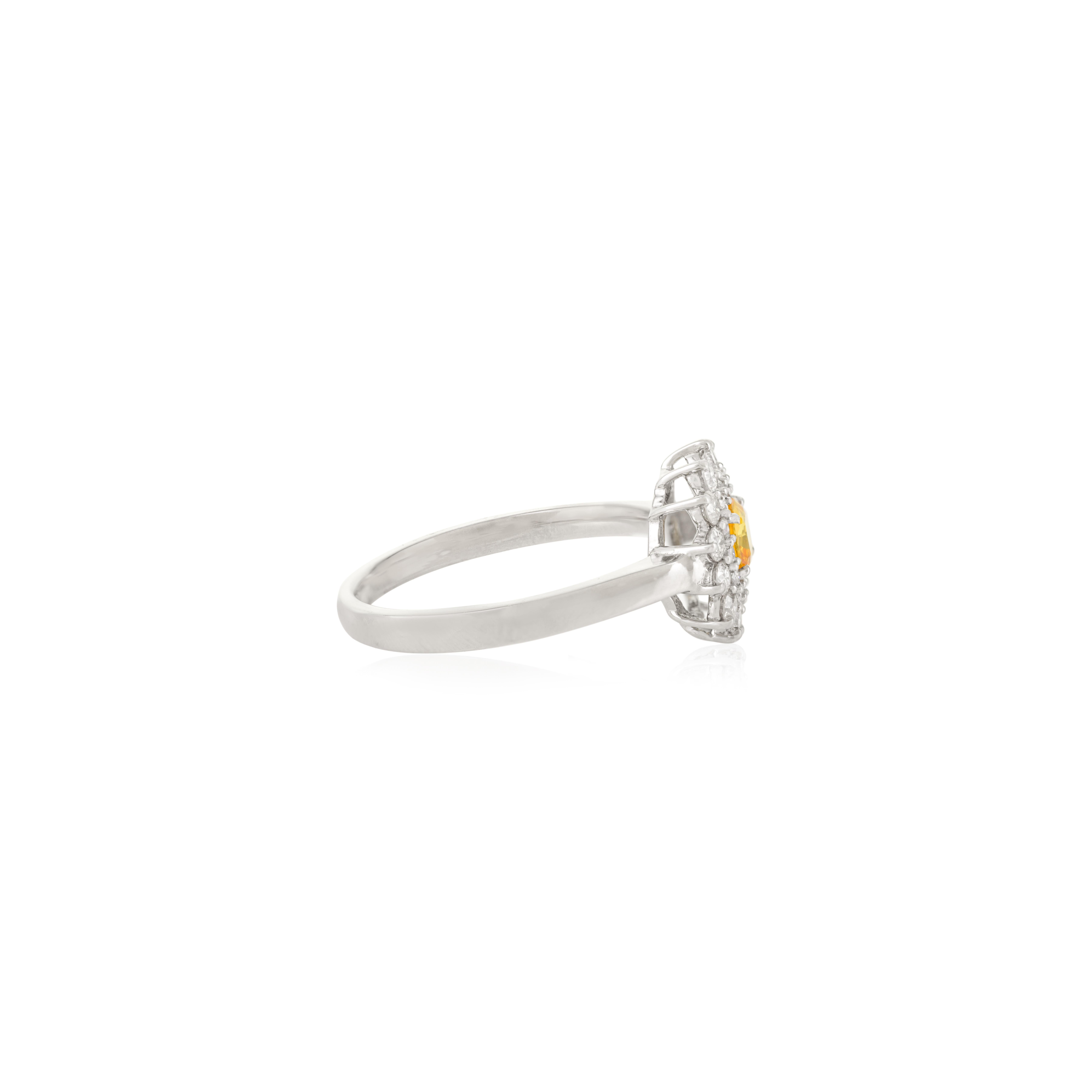 in vendita:  Art Deco Style 14k Gold Flower Ring with Natural Yellow Sapphire Diamond Petals 5