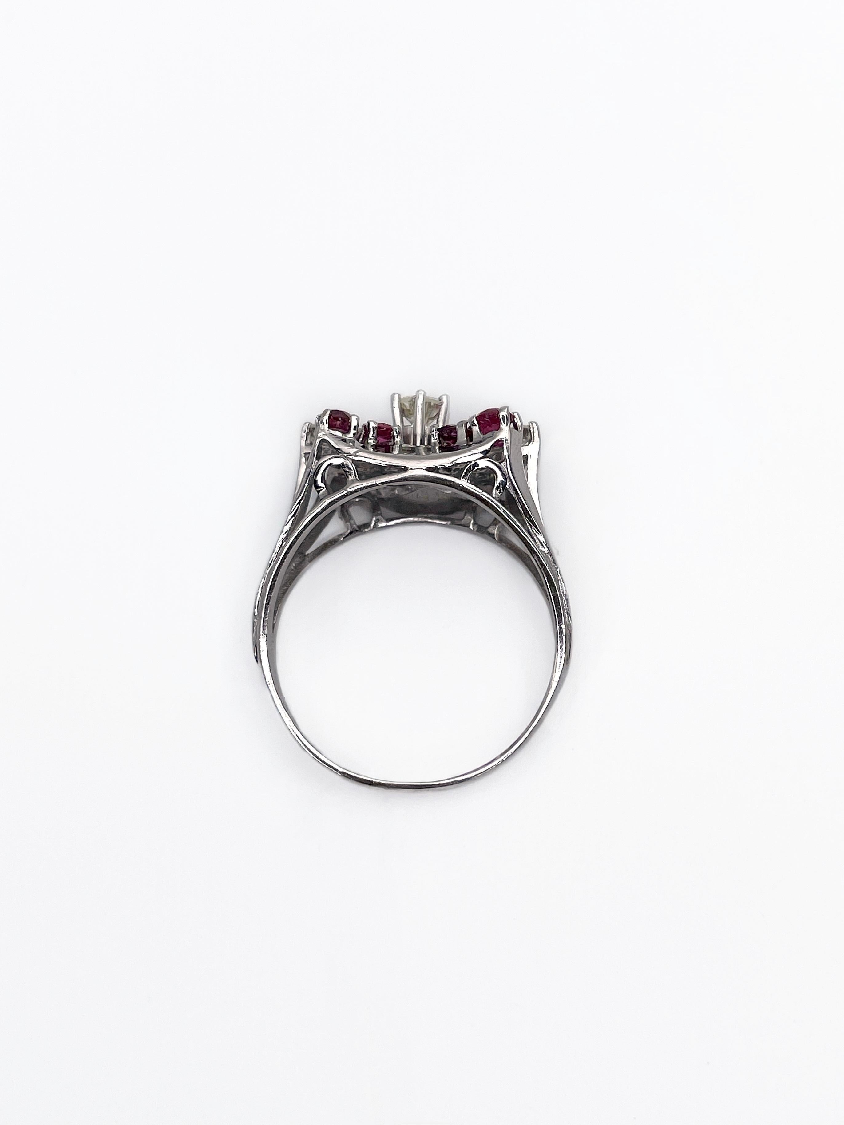 Women's Art Deco Style 14 Karat Gold 0.56 Carat Ruby 0.33 Carat Diamond Bow Ring