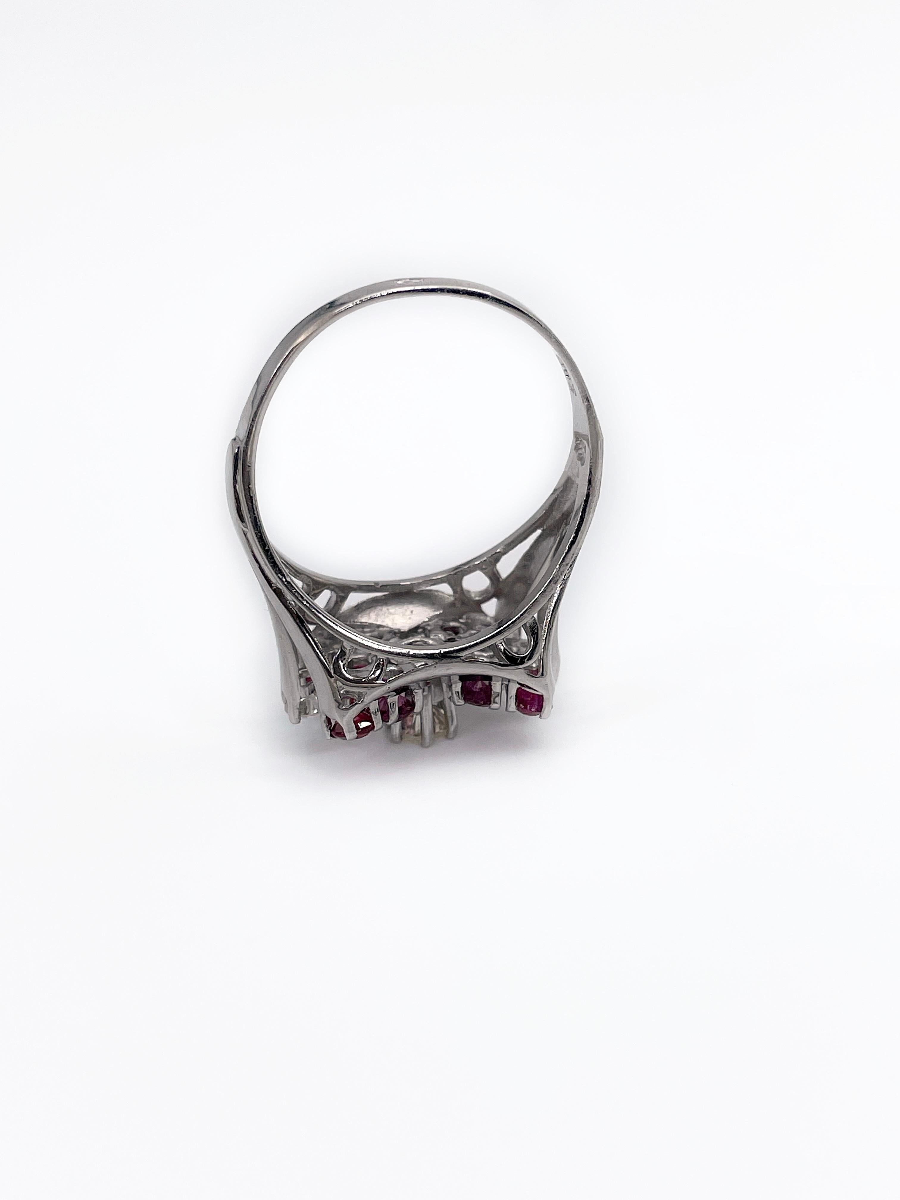 Art Deco Style 14 Karat Gold 0.56 Carat Ruby 0.33 Carat Diamond Bow Ring 2