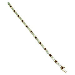 Art Deco Style  14K White Gold Bracelet with Rubies and Diamonds