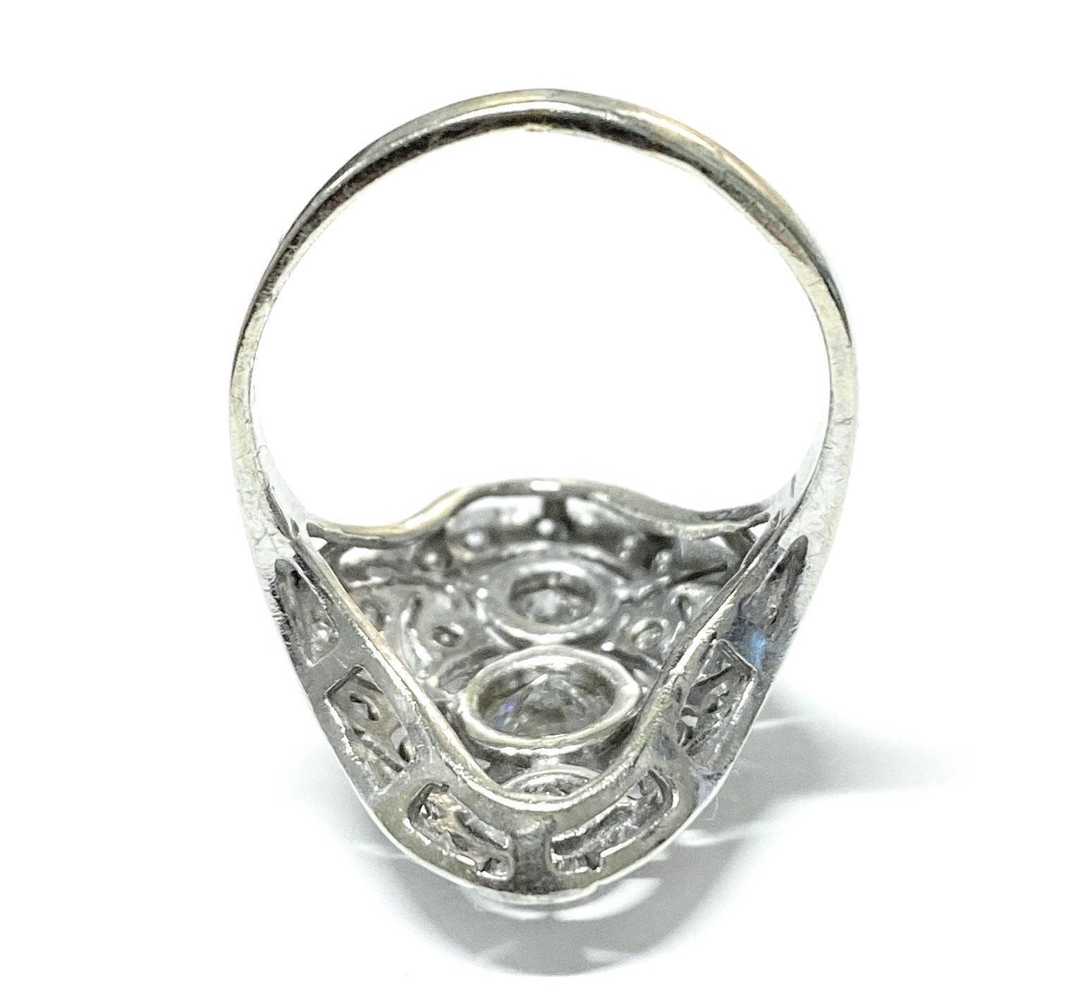 Art Deco Style 14 Karat White Gold Diamond Cocktail Ring In Good Condition In  Baltimore, MD