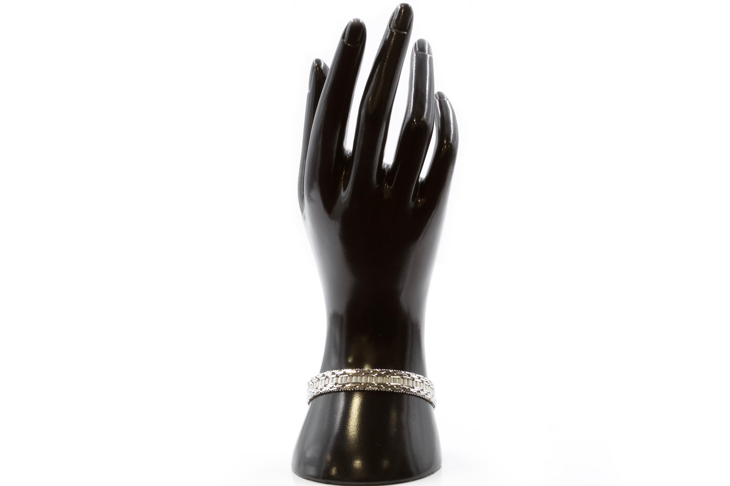 Art Deco Style 14k White Gold Flexible-Strap Bracelet In Good Condition In Shippensburg, PA